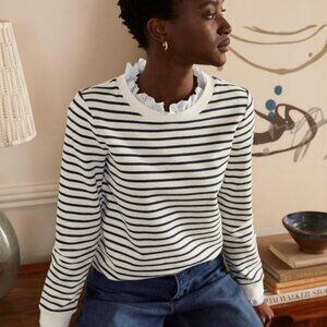 Boden Holly Jersey Sweatshirt Ivory/ Navy